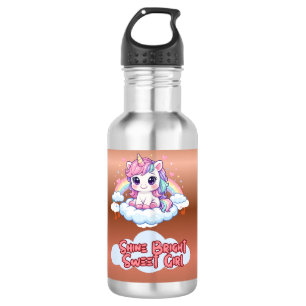 Be Your Own Rainbow Cute Unicorn Girls Stainless Steel Water Bottle