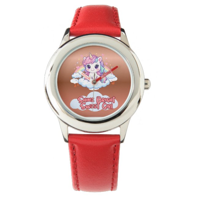 Be Your Own Rainbow Cute Unicorn  Watch (Front)