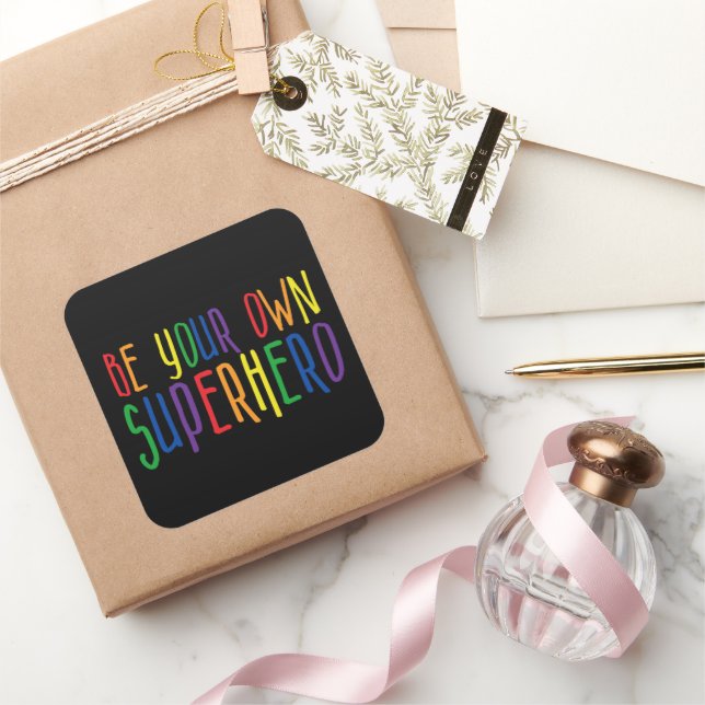 Be your own superhero, Inspirational Quote Square Sticker (Gifting)