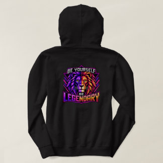 Be Yourself Be Legendary Lion Purple Orange Split Hoodie