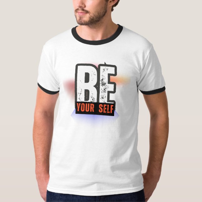 BE YOURSELF – Bold Motivational Typography Design T-Shirt (Front)