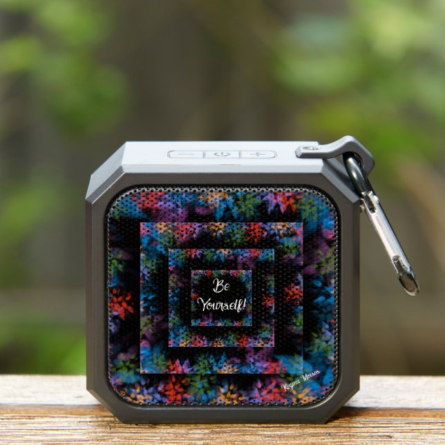 Be Yourself Bright Flower Border Black Typography Bluetooth Speaker (Insitu(Outdoor))