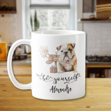 Be yourself Cute bulldog puppy next to mailbox