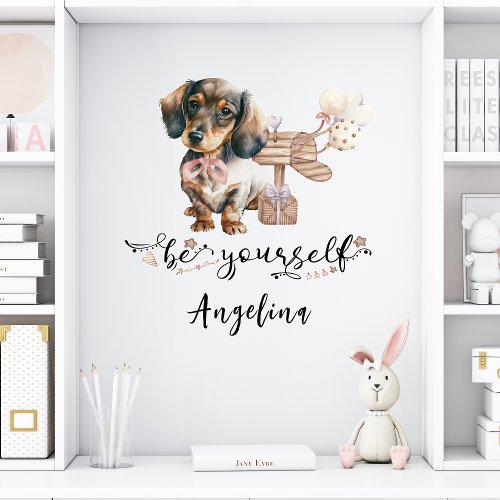 Be yourself Cute Dachshund puppy next to mailbox Wall Decal