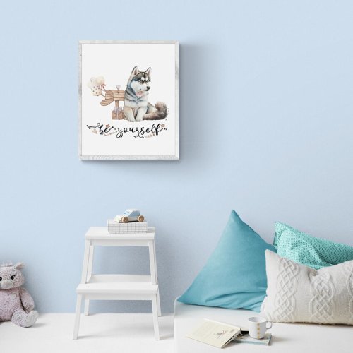 Be yourself Cute Husky puppy next to mailbox Poster