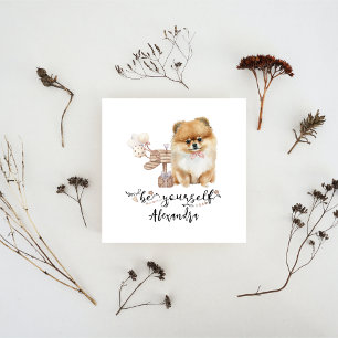 Be yourself Cute Pomeranian puppy next to mailbox Invitation