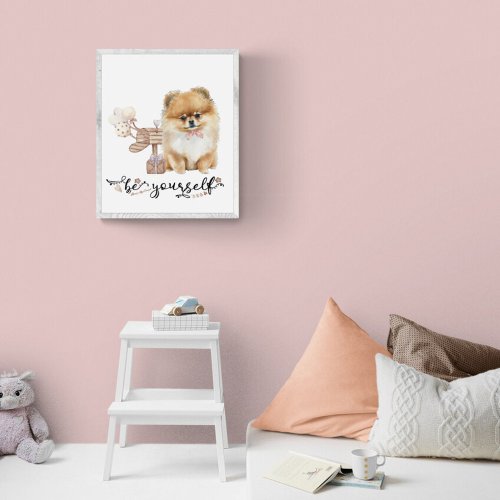 Be yourself Cute Pomeranian puppy next to mailbox Poster