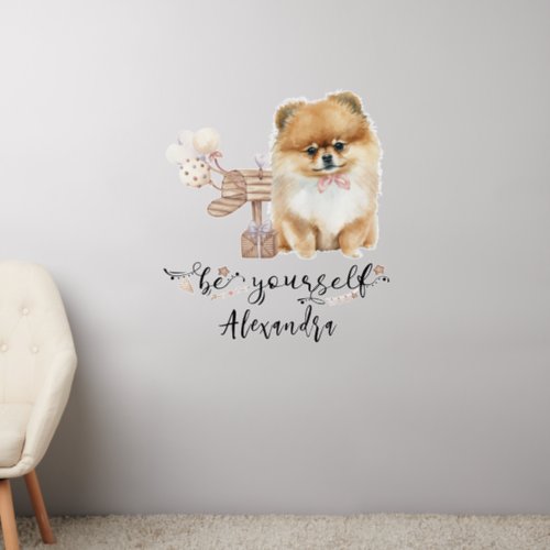 Be yourself Cute Pomeranian puppy next to mailbox Wall Decal