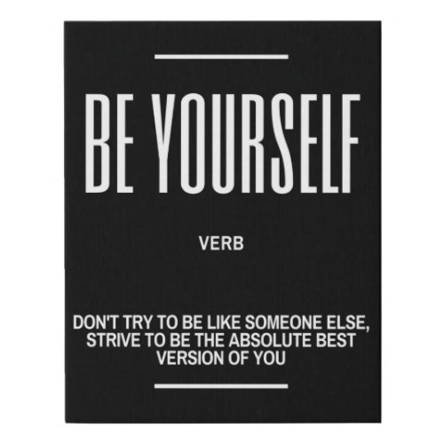 BE YOURSELF Definition Quote Faux Canvas Print