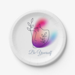 Be Yourself" Design 7" Round Paper Plate 