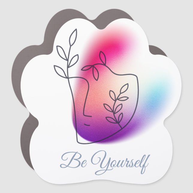  "Be Yourself" Design Paw-Shaped Car Magnet  (Front)