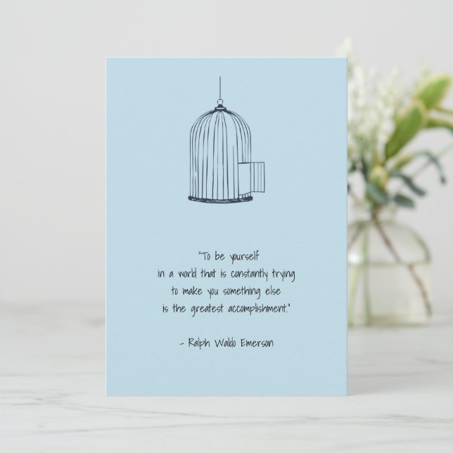 Be Yourself Emerson Quote Birdcage Card (Standing Front)