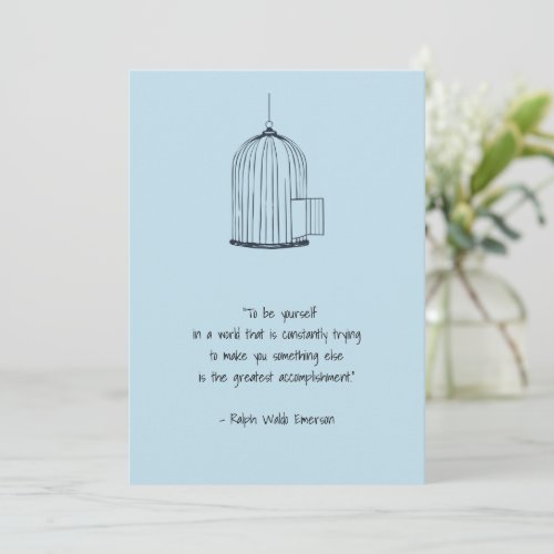 Be Yourself Emerson Quote Birdcage Card