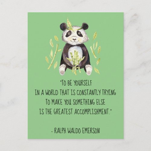 Be Yourself Emerson Quote with Boho Panda Postcard