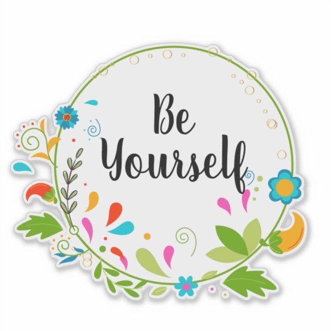 Be Yourself Floral Monogram Sticker (Front)