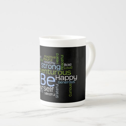 BE Yourself Inspirational Word Cloud Bone China Mug