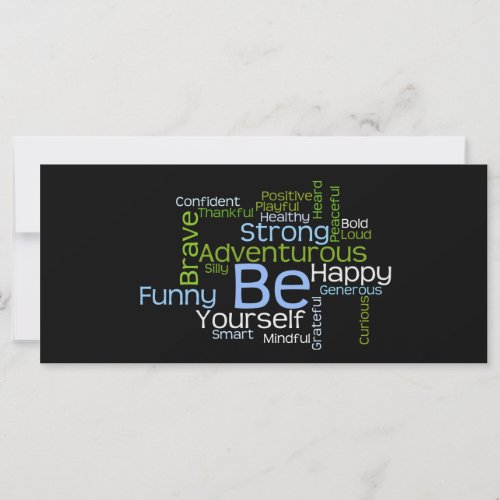 BE Yourself Inspirational Word Cloud Bookmark