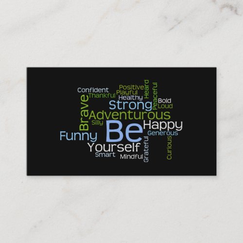 BE Yourself Inspirational Word Cloud Business Card