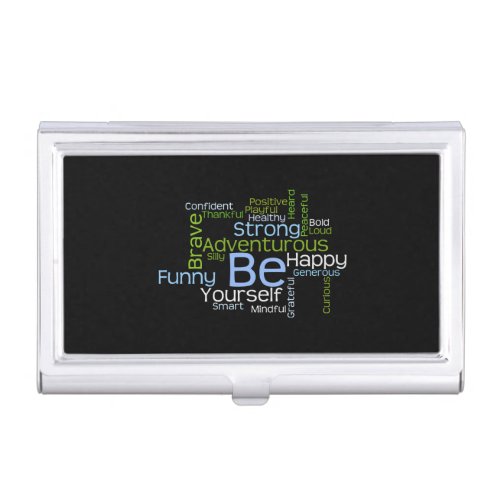 BE Yourself  Inspirational Word Cloud Business Card Case