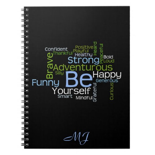 BE Yourself Inspirational Word Cloud Notebook