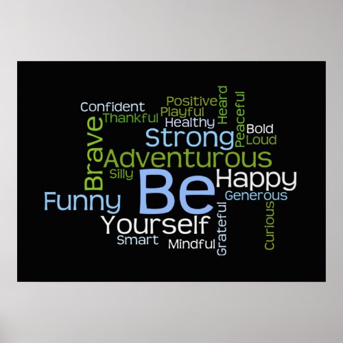 BE Yourself Inspirational Word Cloud Poster