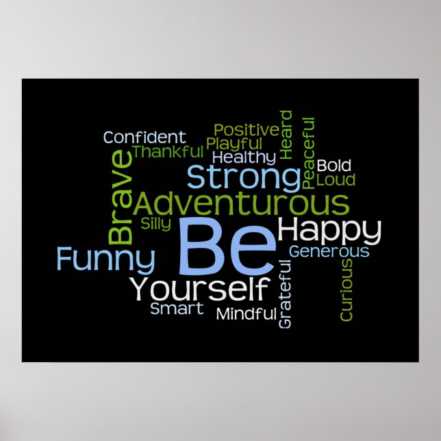 BE Yourself Inspirational Word Cloud Poster (Front)