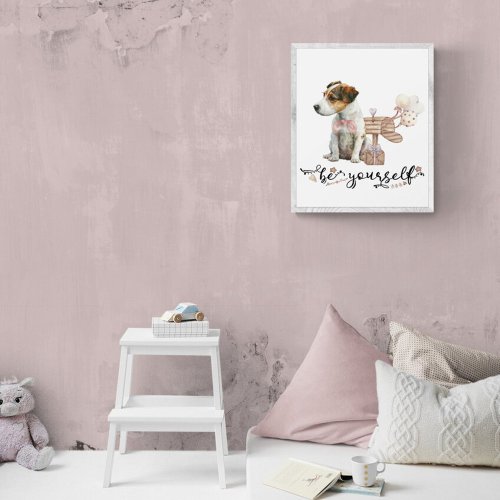 Be yourself Jack Russell puppy next to mailbox Poster