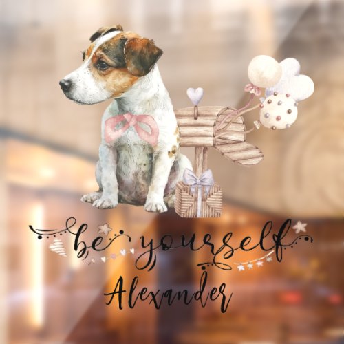 Be yourself Jack Russell puppy next to mailbox Window Cling
