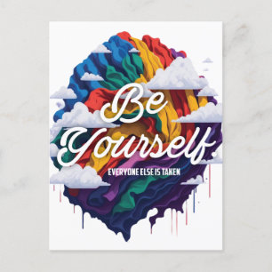 Be yourself LGBTQ Pride Month Heart rainbow Postcard
