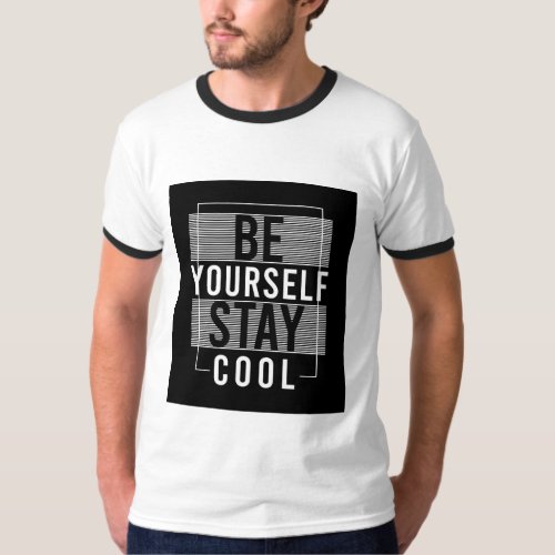 BE YOURSELF Mens Basic Ringer T_Shirt