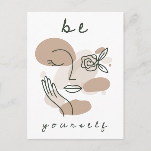 Be Yourself Motivating Words Abstract Face Postcard