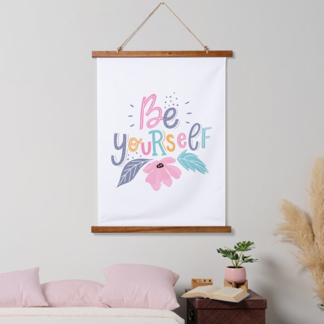Be Yourself | Pastel Flowers Hanging Tapestry (Bedroom)