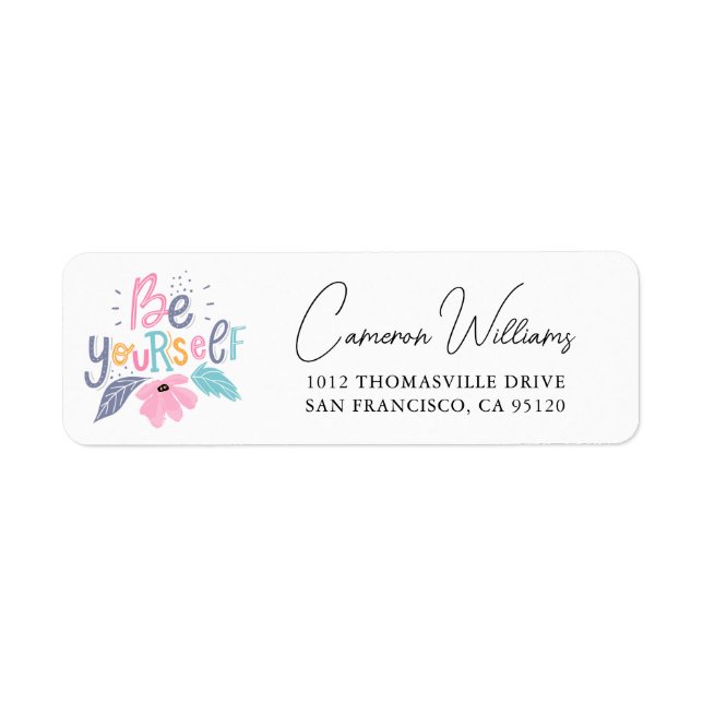 Be Yourself | Pastel Flowers Label (Front)