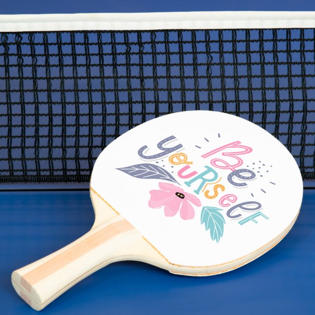 Be Yourself | Pastel Flowers Ping Pong Paddle (Insitu)