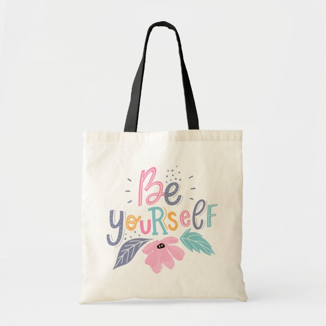 Be Yourself | Pastel Flowers Tote Bag (Front)