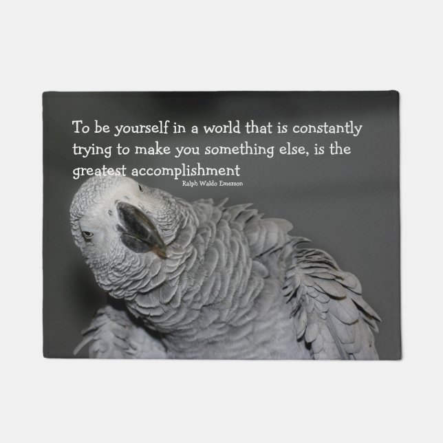Be Yourself Quote Cute Parrot Inspirational  Doormat (Front)