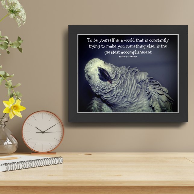 Be Yourself Quote Parrot Inspirational  Framed Art (Table Top)