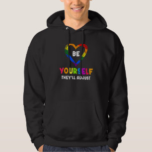 Be Yourself They ll Adjust Rainbow Heart Transgend Hoodie