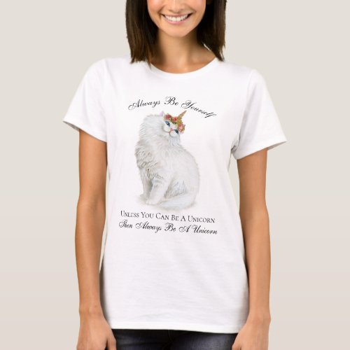 Be Yourself Unicorn Cat T_Shirt