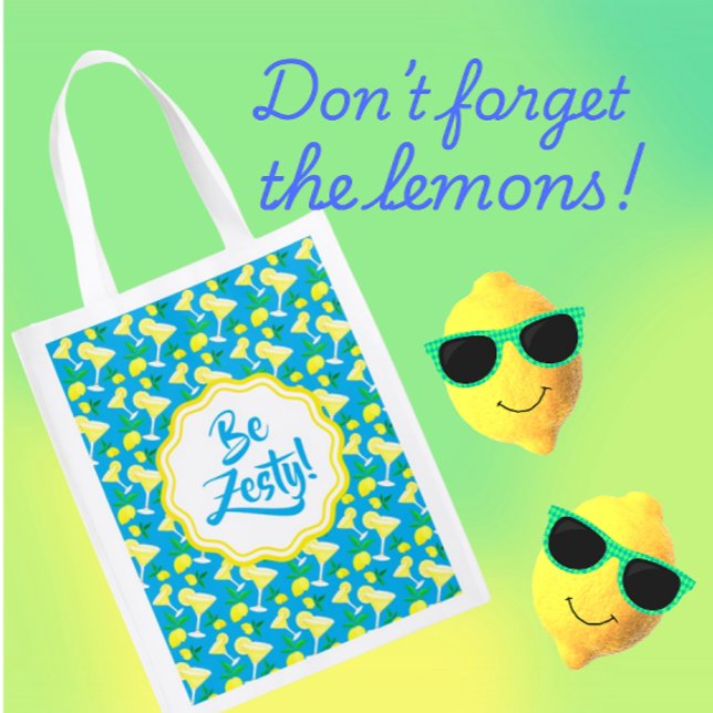 Be Zesty Lemon Reusable Grocery Bag (Fun at the grocery!)