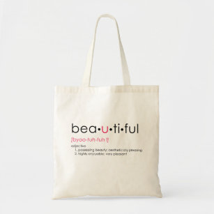 Bea•u•ti•ful Word Play Beautiful Typography Tote Bag