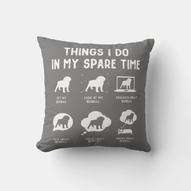 Beabull Things Do Spare Time Funny Dog Mom Dad  Throw Pillow (Front)