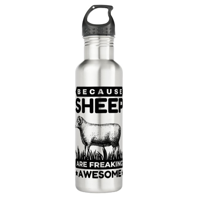 Beacause Sheep Are Freaking Awesome Stainless Steel Water Bottle (Front)