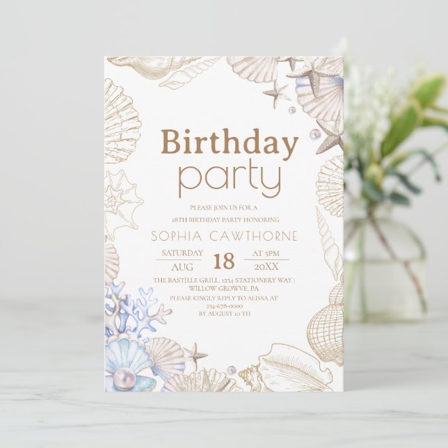 Beach 18th Birthday Invitation (Standing Front)