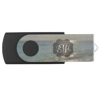 Beach 3-Letter Monogram Initials Ocean USB Flash Drive