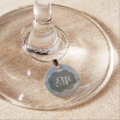 Beach 3-Letter Monogram Initials Ocean Wine Glass Charm (In Situ)