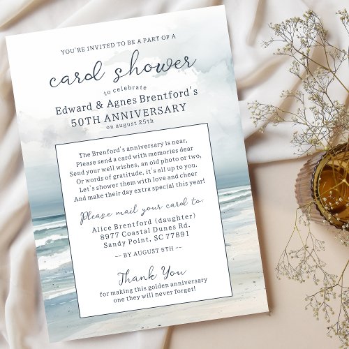 Beach 50th Anniversary Card Shower Invitation