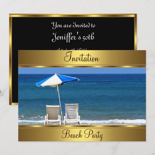 Beach  50th Birthday Party Invitation (Front/Back)