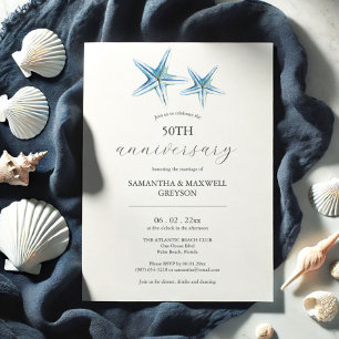 Beach 50th Wedding Anniversary Invitation Starfish