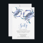 Beach 60th Birthday  Invitations<br><div class="desc">Do Tell A Belle's beach 60th Birthday invitation frames your event details with a top boarder of blue watercolor crabs. A matching color adorns the back of your invitation. A beachy chic yet modern choice for your Birthday party or crab boil. Words can be changed to read 50th, 70th, 80th,...</div>